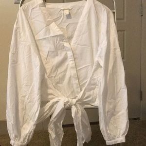 White button down top with waist wrap -size 12